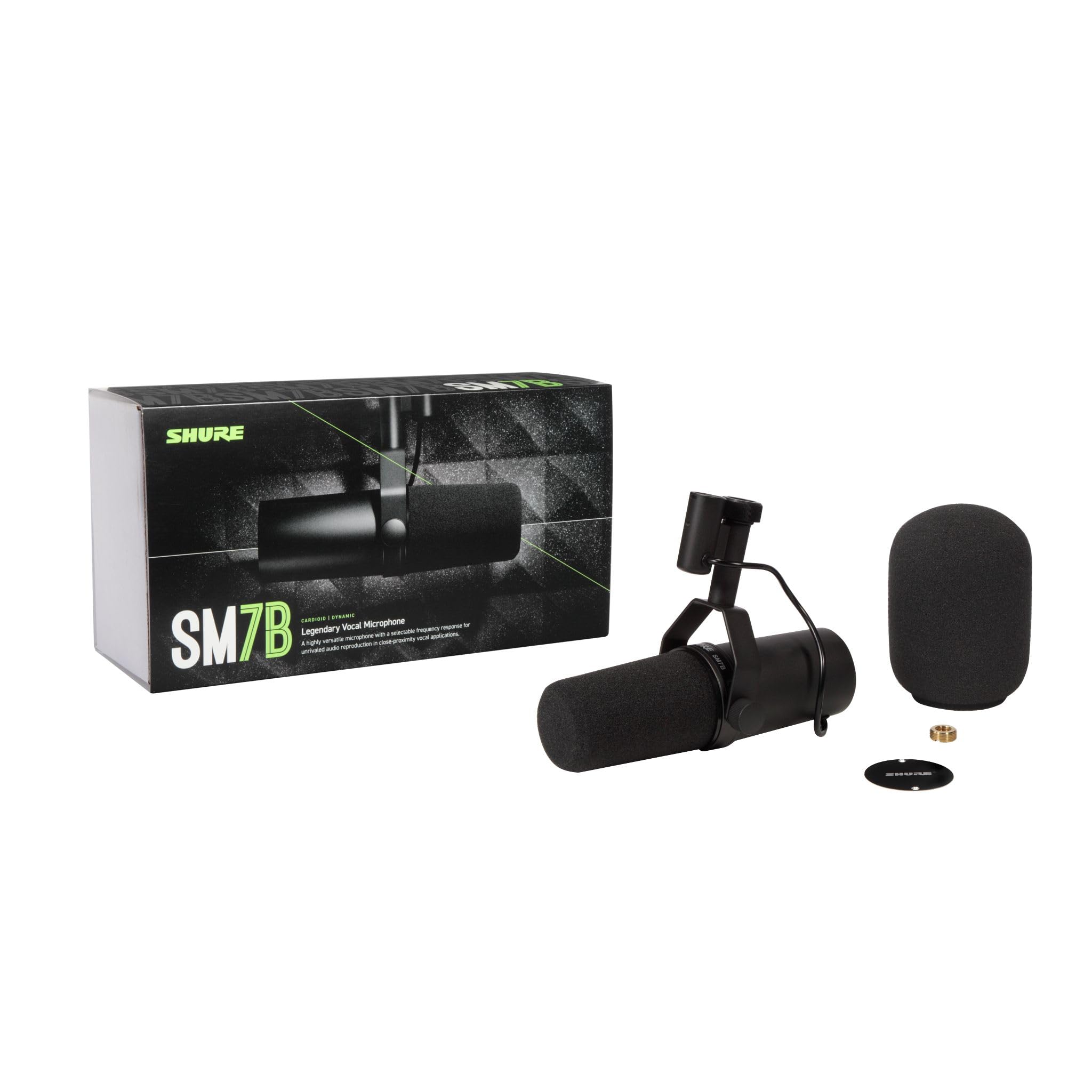 Shure SM7B Vocal Dynamic Microphone – XLR Studio Mic for Podcasting, Recording, Broadcasting, Streaming & Gaming – Smooth, Warm Sound, Rugged Build, Detachable Windscreen, Wide Frequency Range, Black