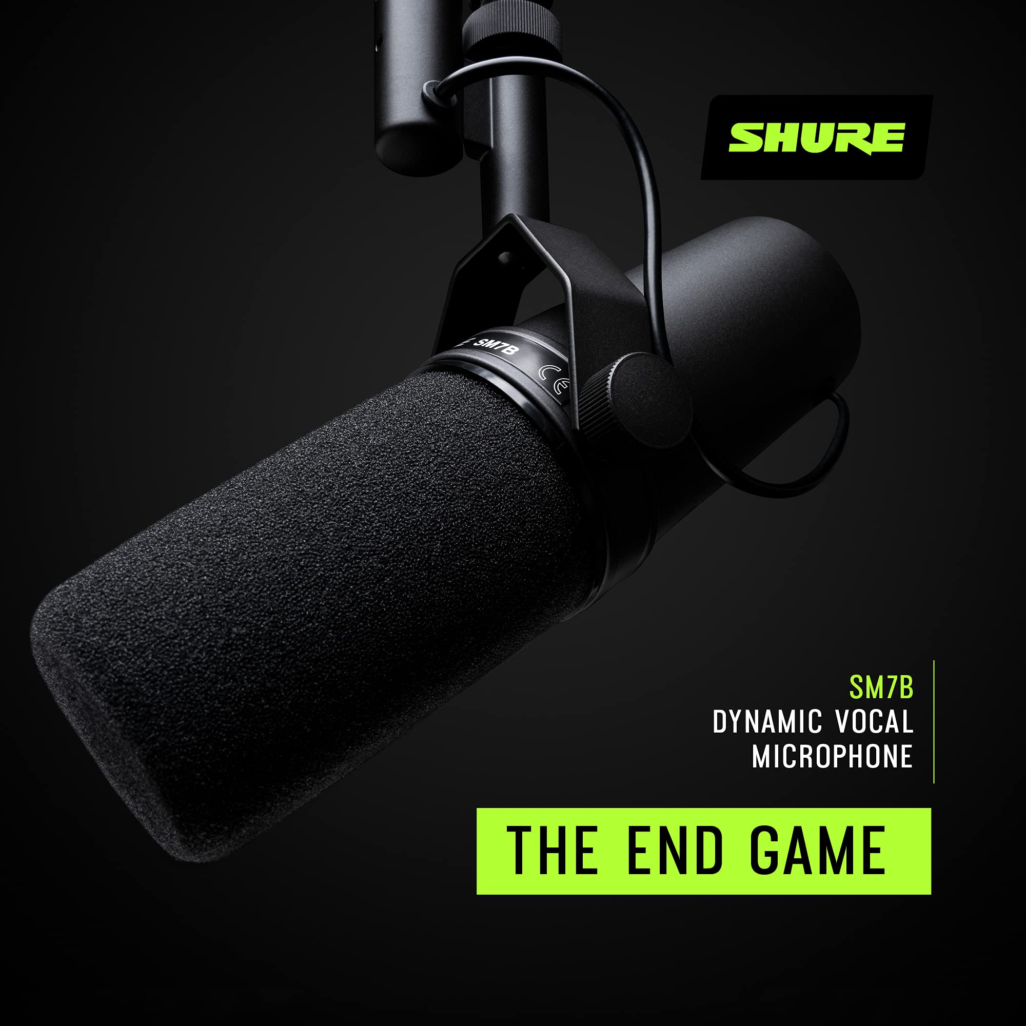 Shure SM7B Vocal Dynamic Microphone – XLR Studio Mic for Podcasting, Recording, Broadcasting, Streaming & Gaming – Smooth, Warm Sound, Rugged Build, Detachable Windscreen, Wide Frequency Range, Black
