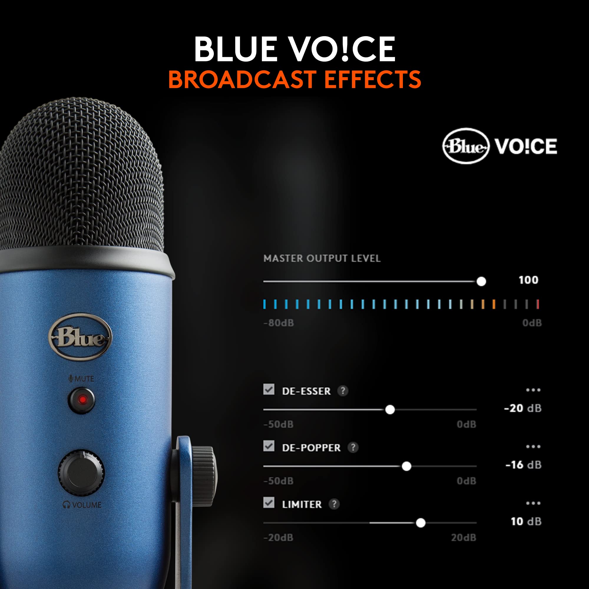 Logitech Creators Blue Yeti USB Microphone for Gaming, Streaming, Podcast, YouTube, Discord, PC, Studio Sound, Plug & Play-Midnight Blue